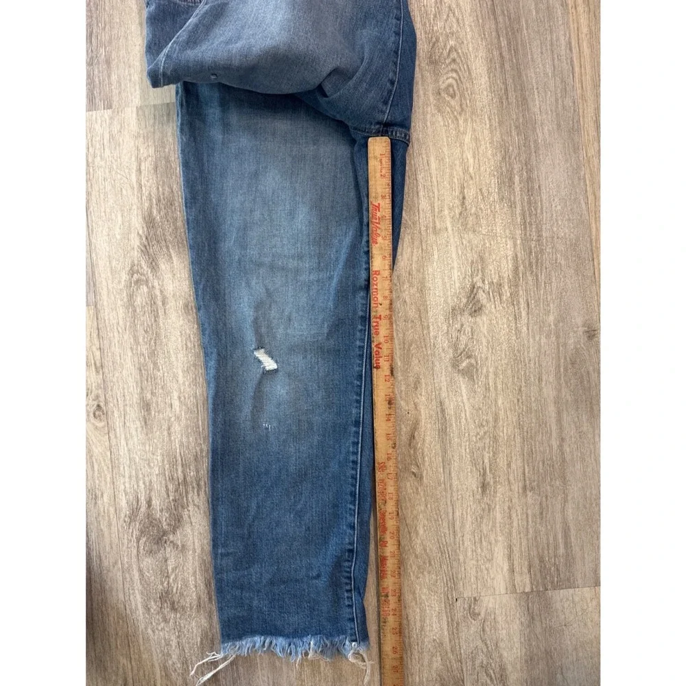 J.Crew Slim Boyfriend Jeans Medium Wash Distressed Raw Hem Size 33 Womens